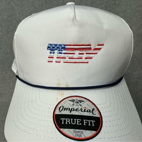 Imperial Golf Hat Mens OSFA White Patriotic American True Fit Rope Brim SPOTS - Picture 6 of 10
